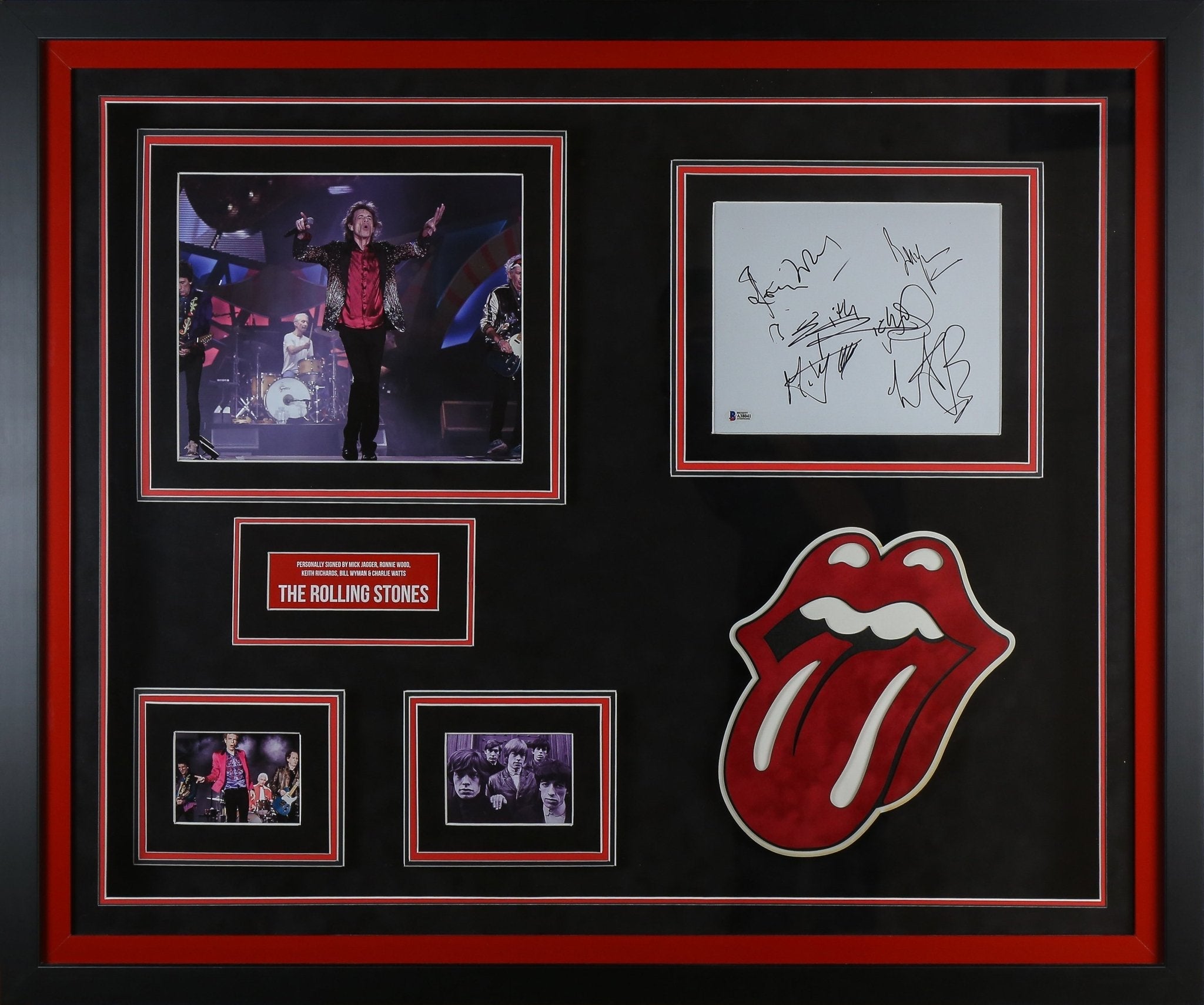 Rolling Stones Display Signed by 5 Beckett COA BAS - Memorabilia Framers Shop
